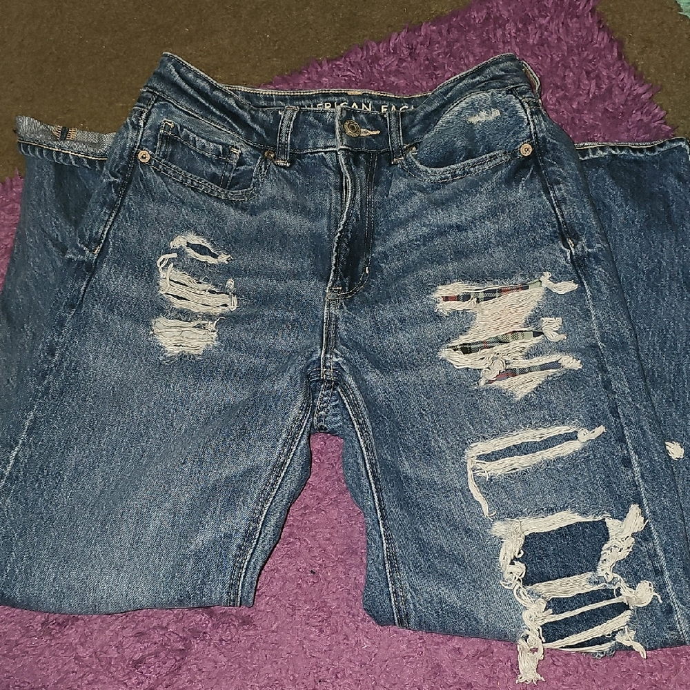 American Eagle Outfitters Men’s Ripped Dark Blue Straight Jeans